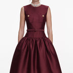 jocelyn Bowknot-Side Bandage Strapless maxi Dress in burgundy