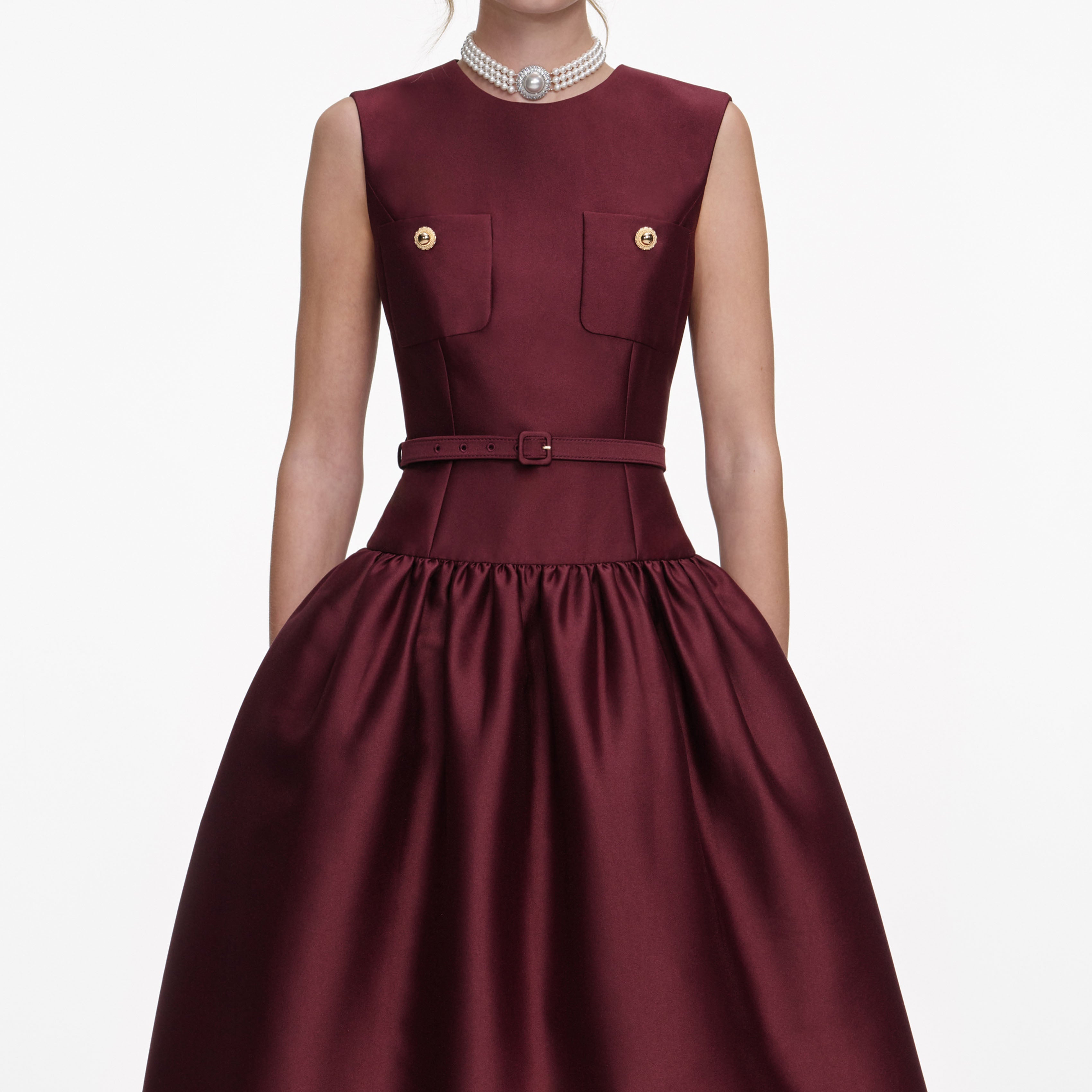 jocelyn Bowknot-Side Bandage Strapless maxi Dress in burgundy