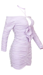Flowering Girl Women Ruched Off-Shoulder Mini Dress In Ilac
