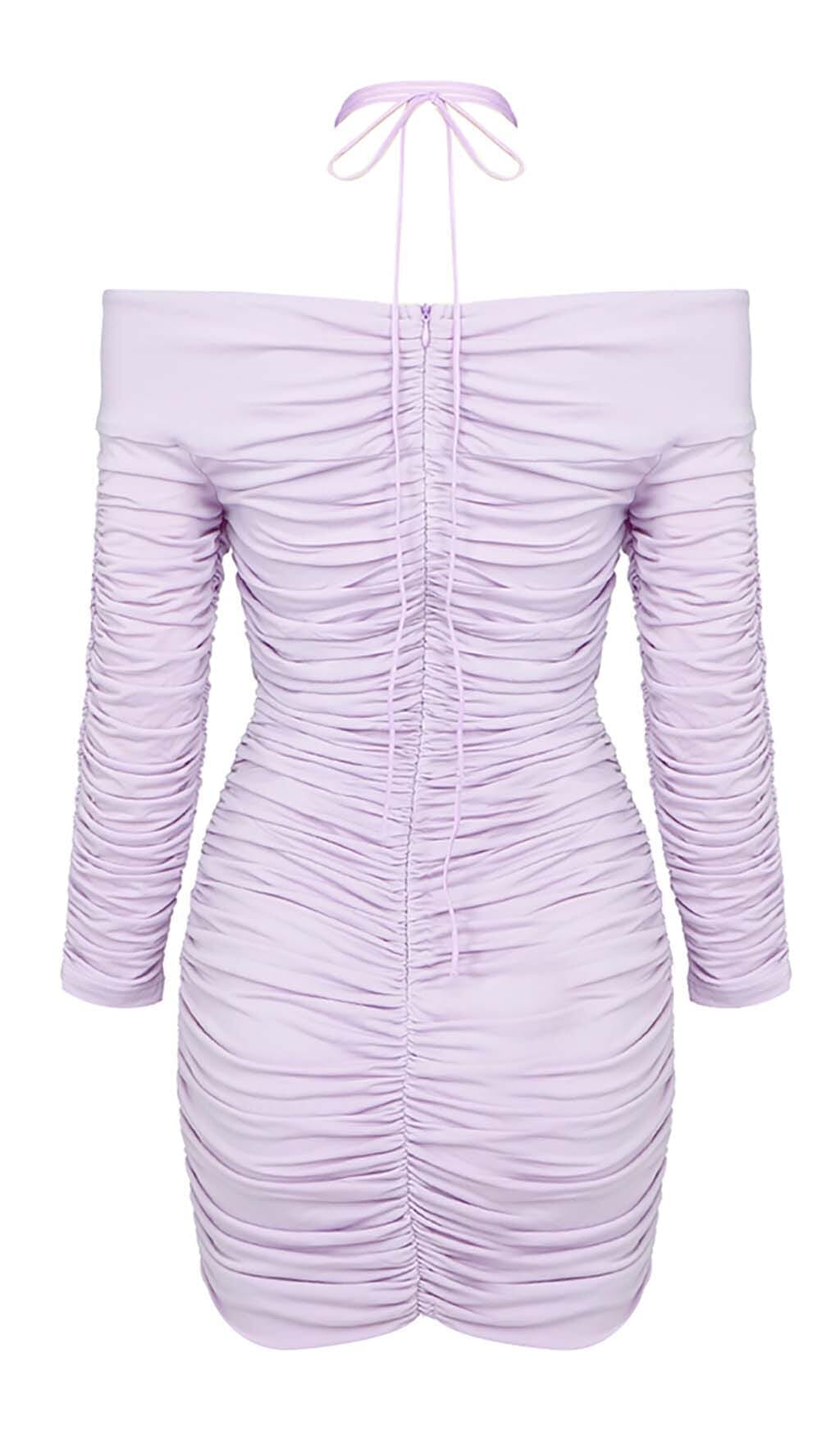 Flowering Girl Women Ruched Off-Shoulder Mini Dress In Ilac