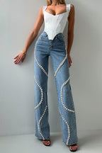 Flowering Girl Women Rabia Rhinestone Jeans in blue