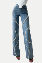 Flowering Girl Women Rabia Rhinestone Jeans in blue
