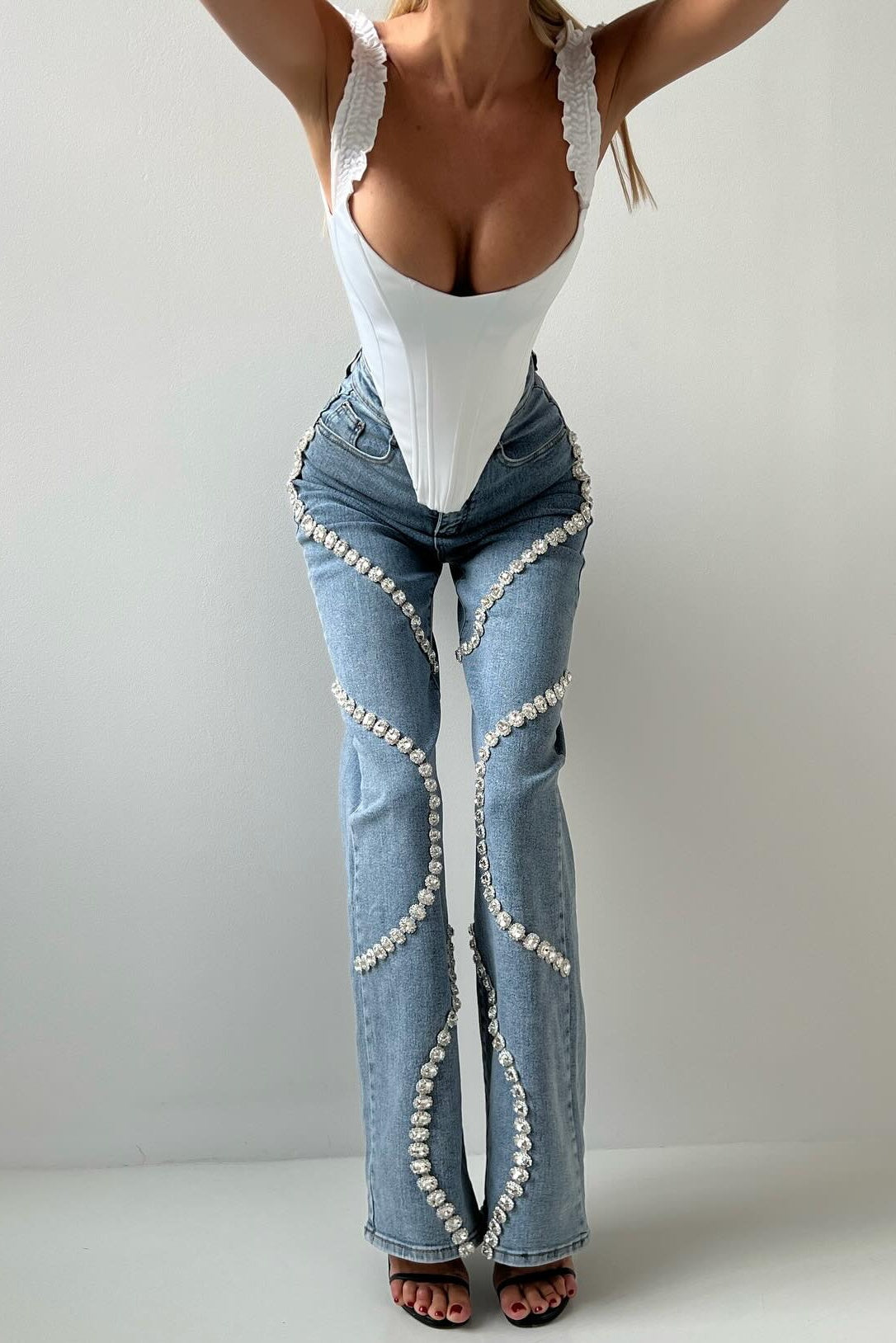 Flowering Girl Women Rabia Rhinestone Jeans in blue