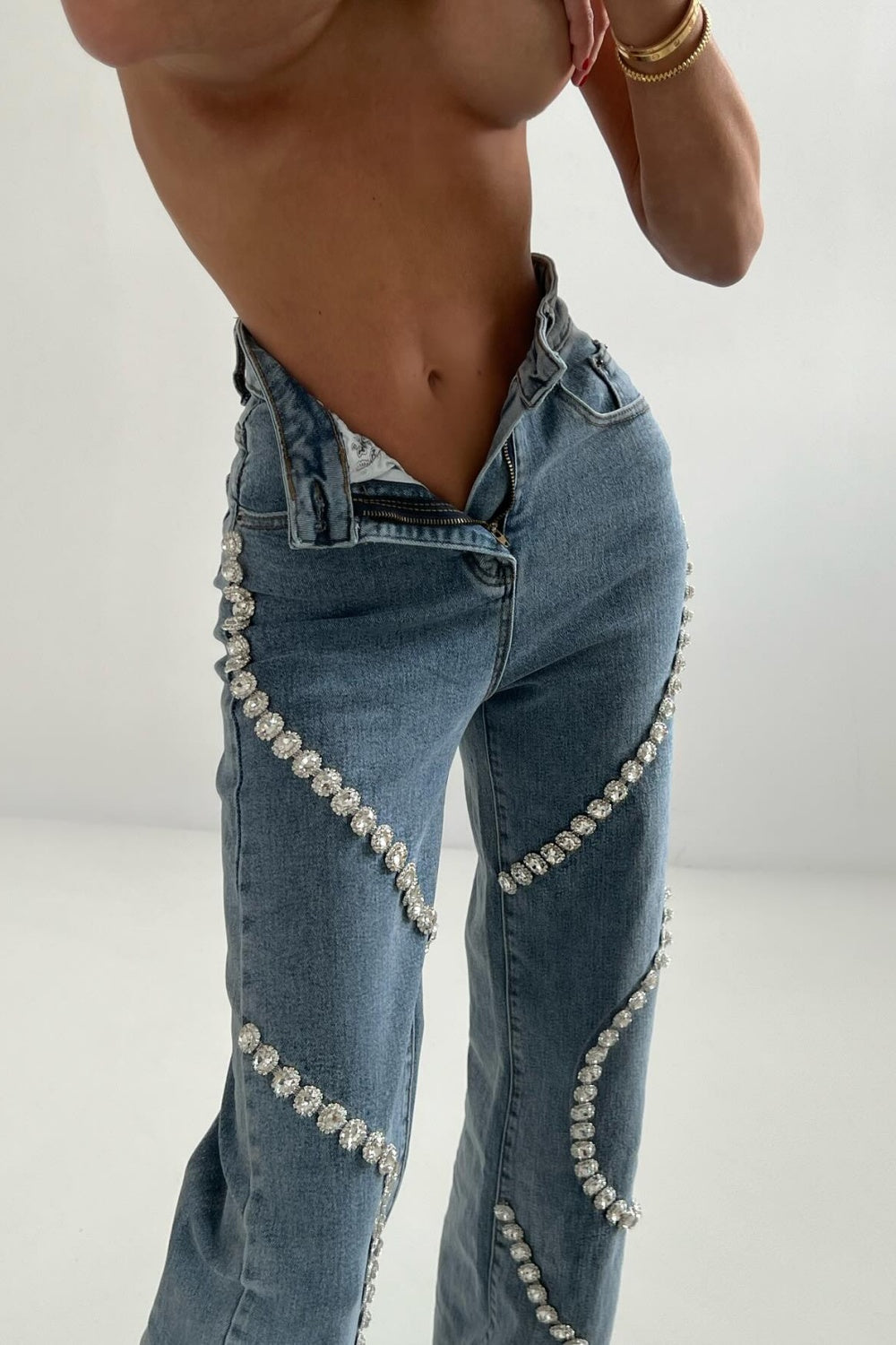 Flowering Girl Women Rabia Rhinestone Jeans in blue