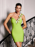 Flowering Girl Women Rajiv One Shoulder Flower Bandage Mini Dress
