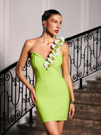 Flowering Girl Women Rajiv One Shoulder Flower Bandage Mini Dress