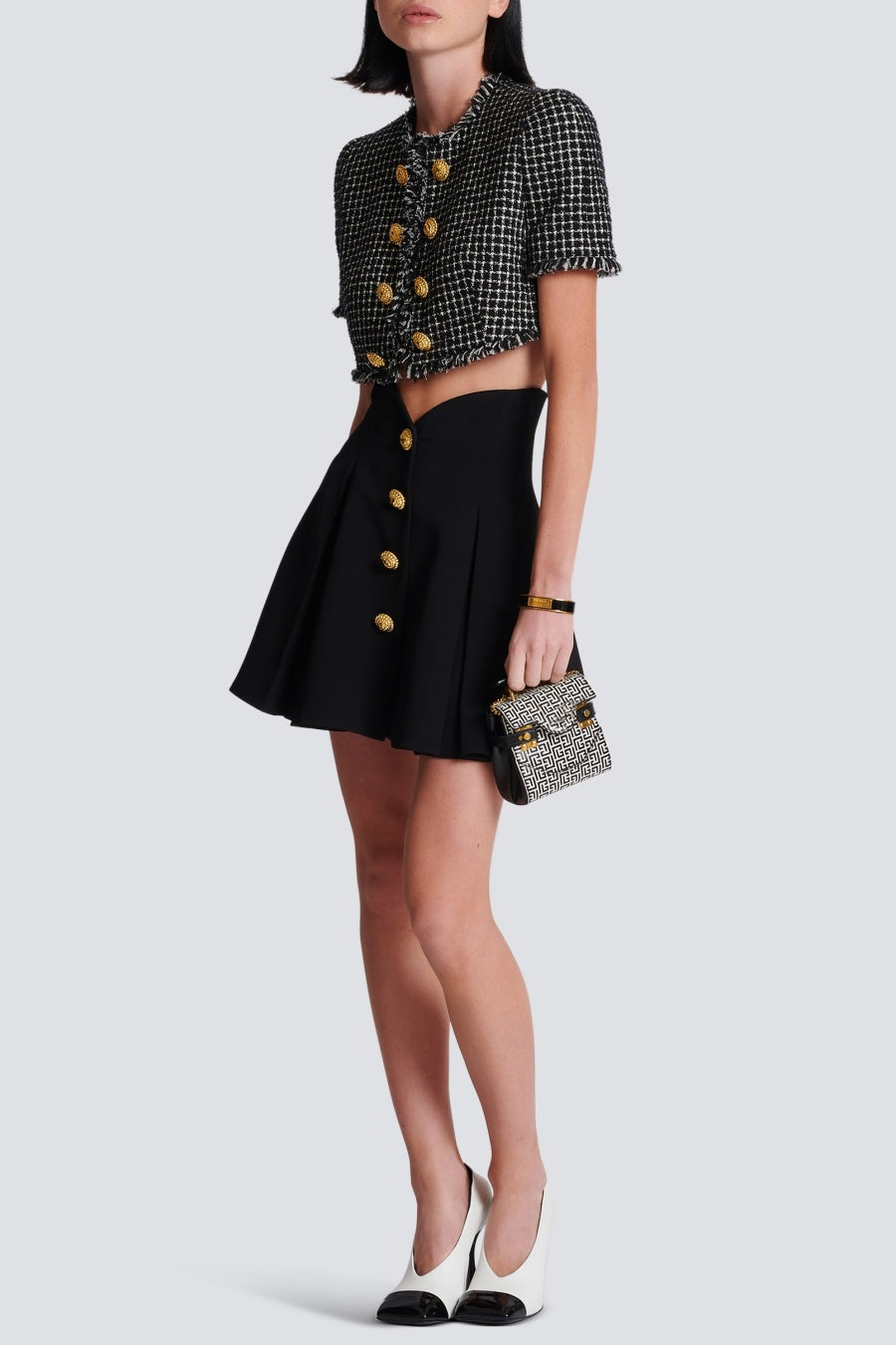 Flowering Girl Women Rayne Gold Buttoned Mini Skirt