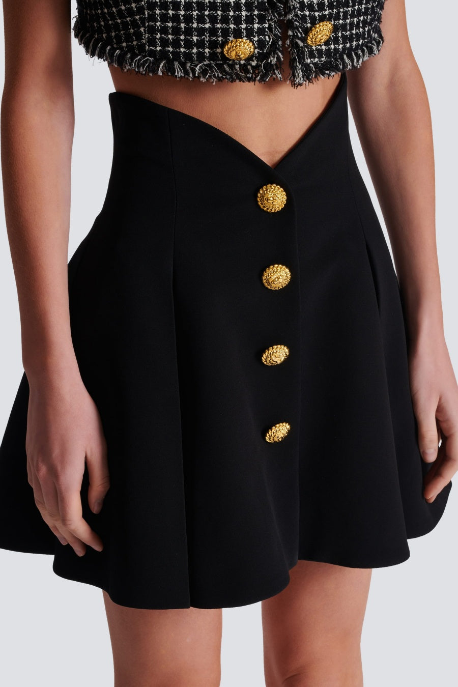 Flowering Girl Women Rayne Gold Buttoned Mini Skirt