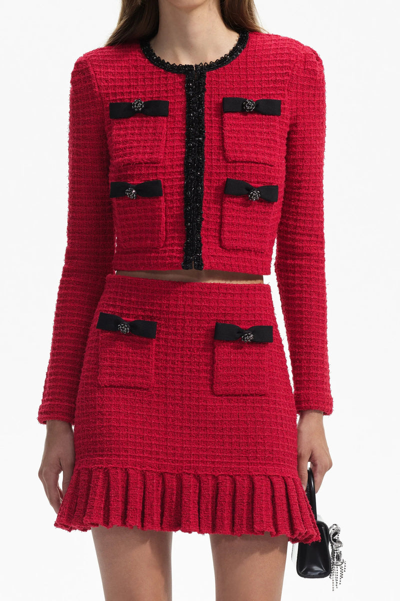 Flowering Girl Women Red Knit Cardigan