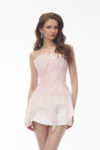 Flowering Girl Women susan Blush Pink Off Shoulder Asymmetrical Ruched Top
