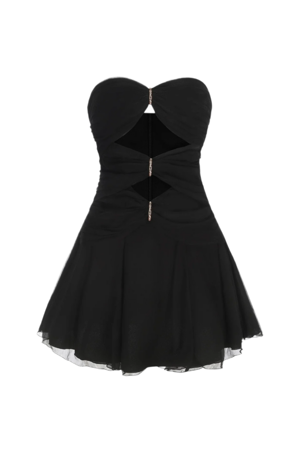 Flowering Girl Women Strapless Cutout Mini Dress - Black