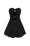 Flowering Girl Women Strapless Cutout Mini Dress - Black