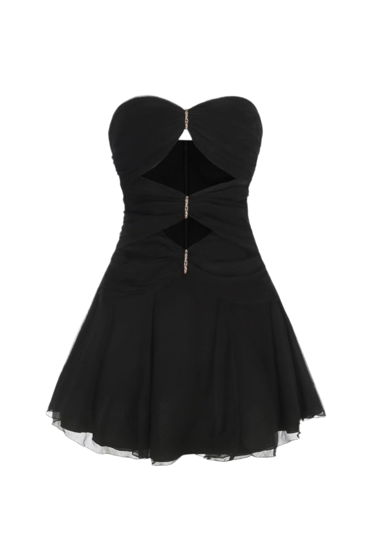 Flowering Girl Women Strapless Cutout Mini Dress - Black