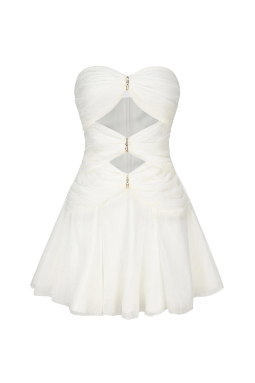 Flowering Girl Women Strapless Cutout Mini Dress - White