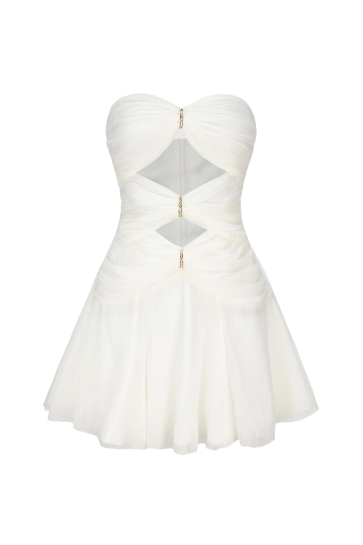 Flowering Girl Women Strapless Cutout Mini Dress - White