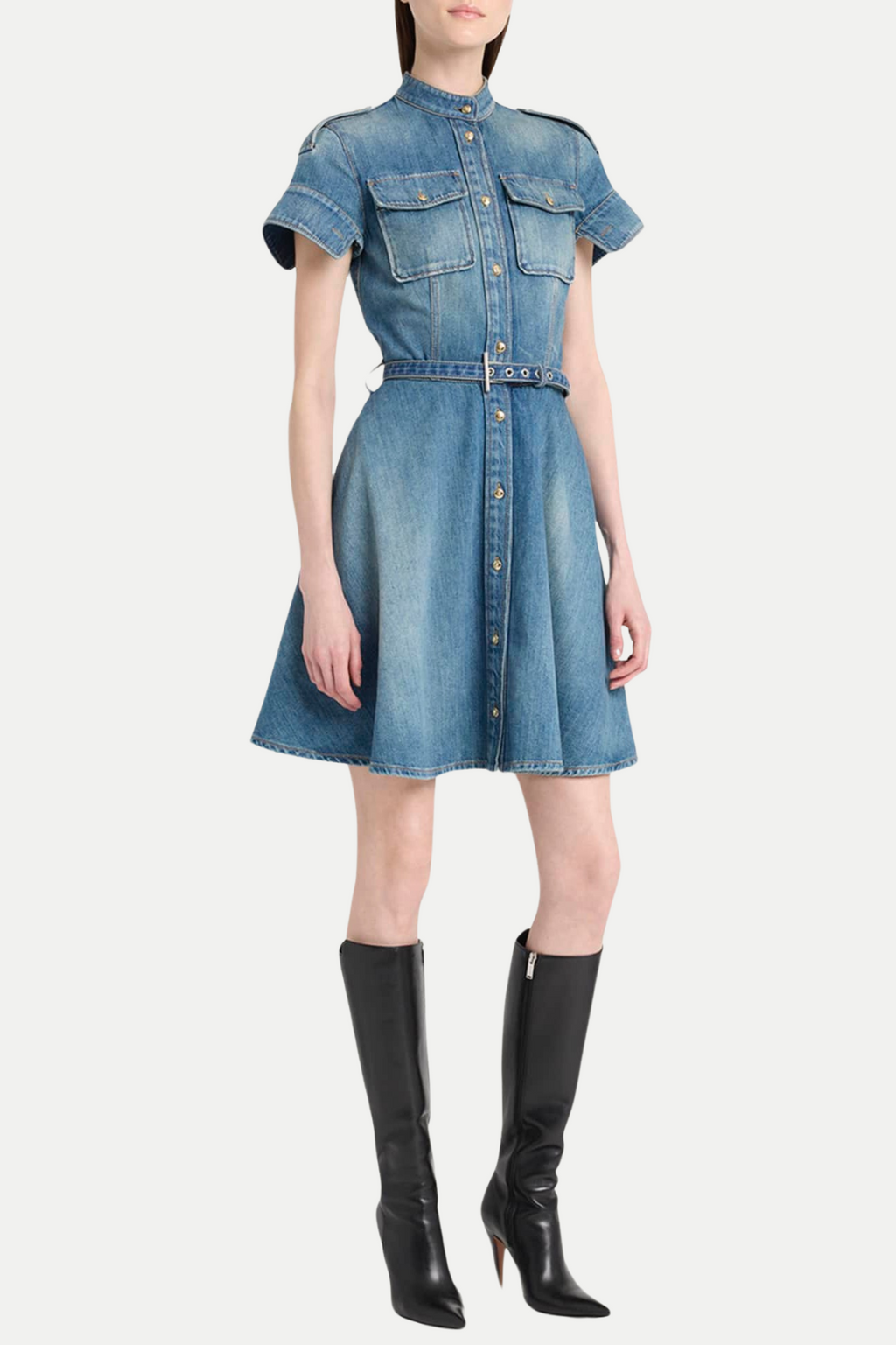 Flowering Girl Women Rigby Belted Denim Mini Dress