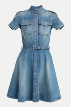 Flowering Girl Women Rigby Belted Denim Mini Dress