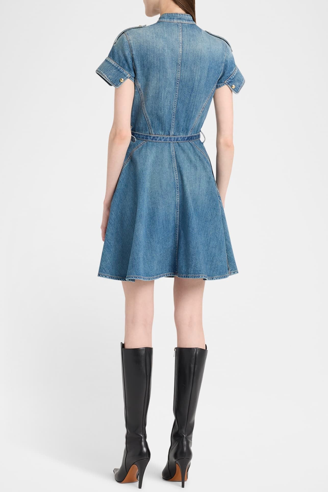 Flowering Girl Women Rigby Belted Denim Mini Dress