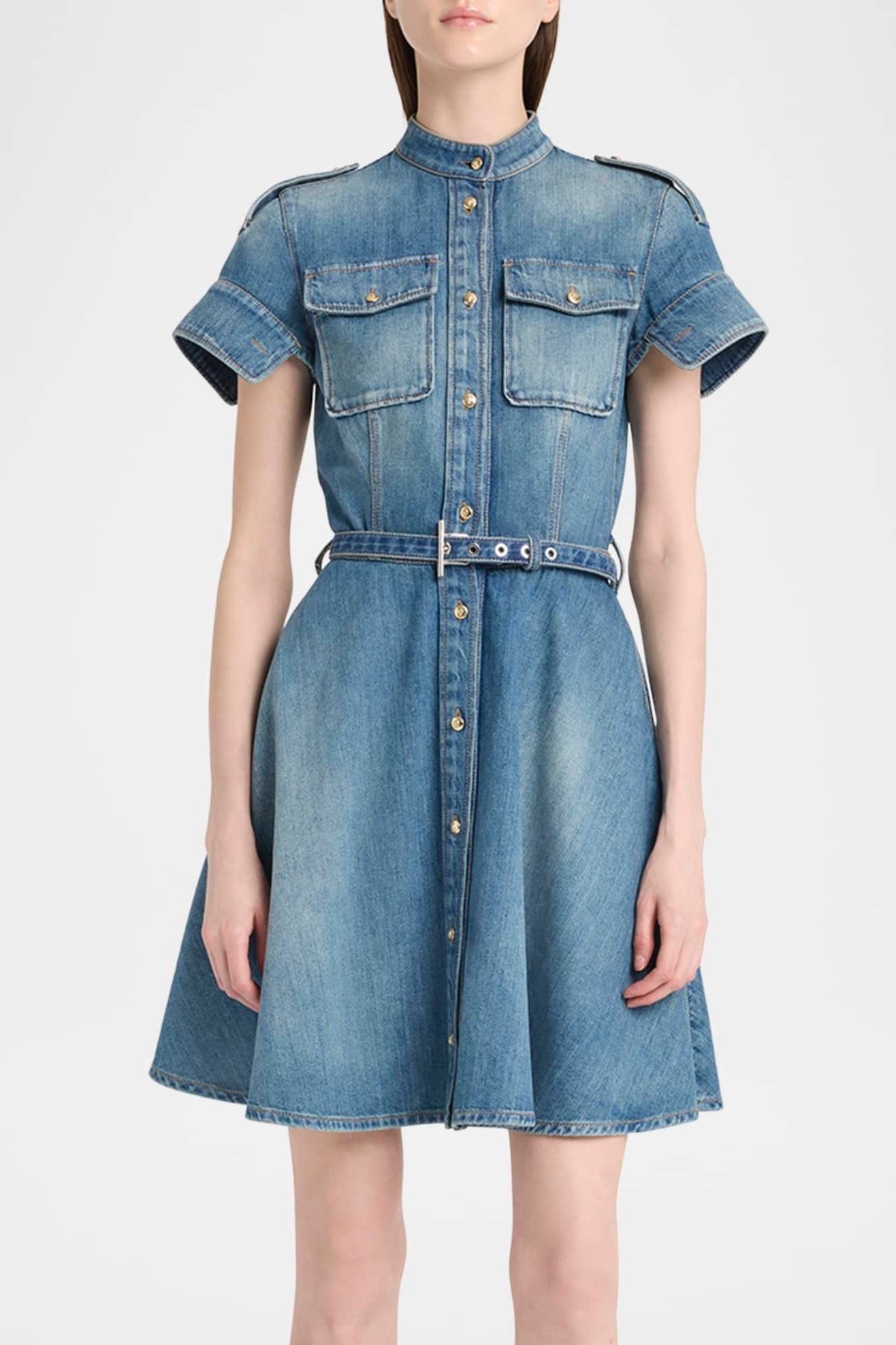 Flowering Girl Women Rigby Belted Denim Mini Dress