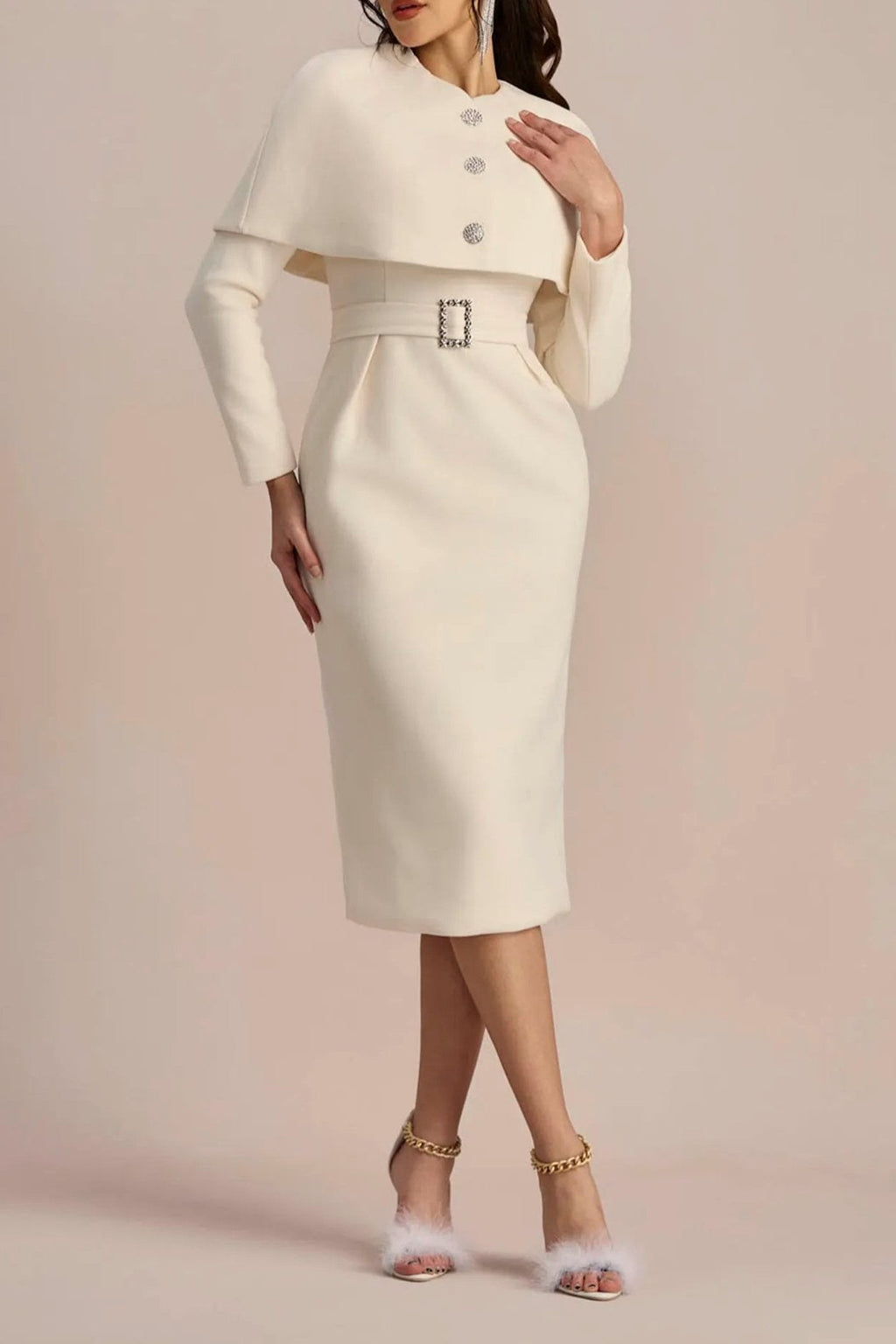 Flowering Girl Women Roberta Cape Top Long Sleeve Dress Set