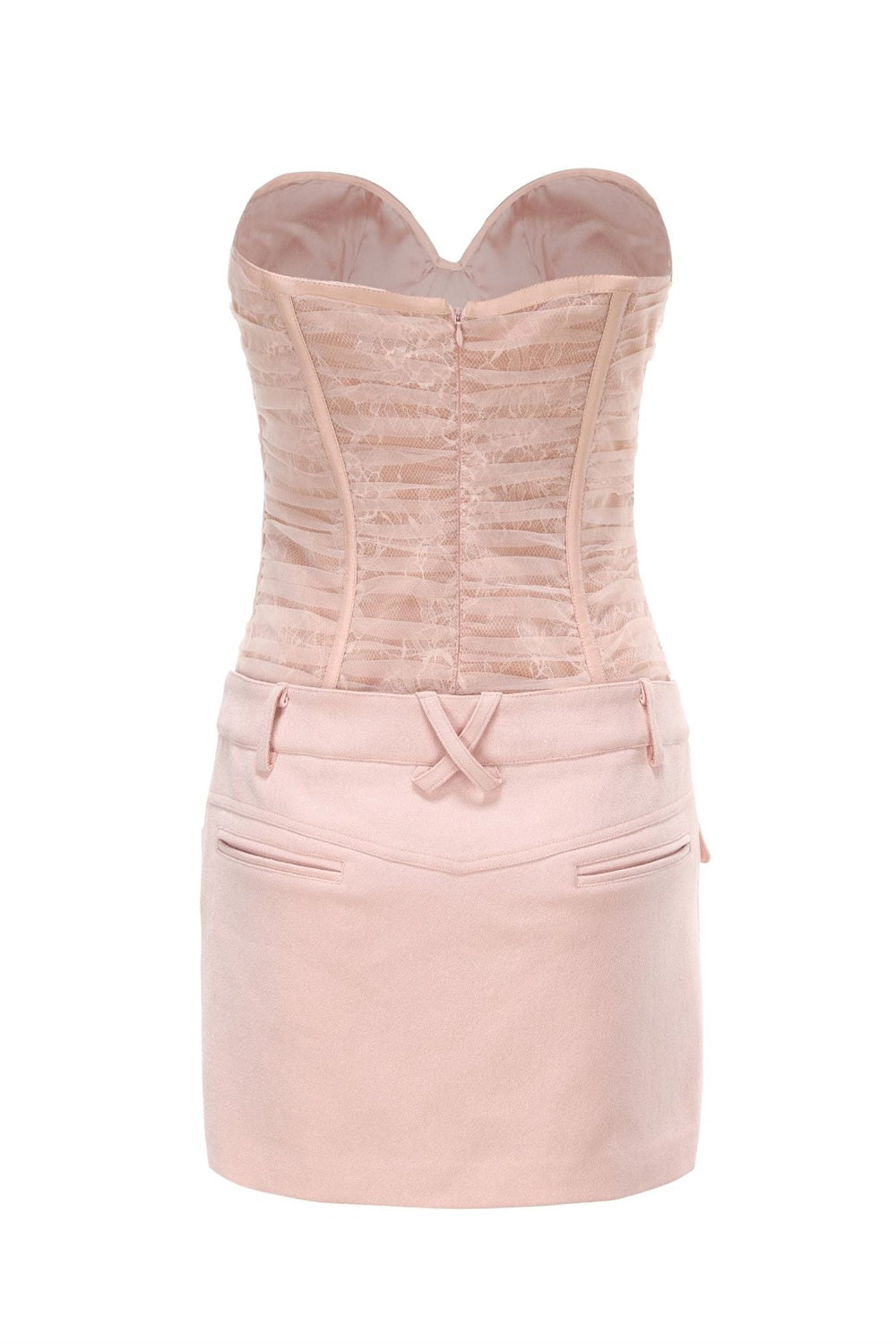 Flowering Girl Women Rolyn Ruched Mesh Strapless Mini Dress - Pink