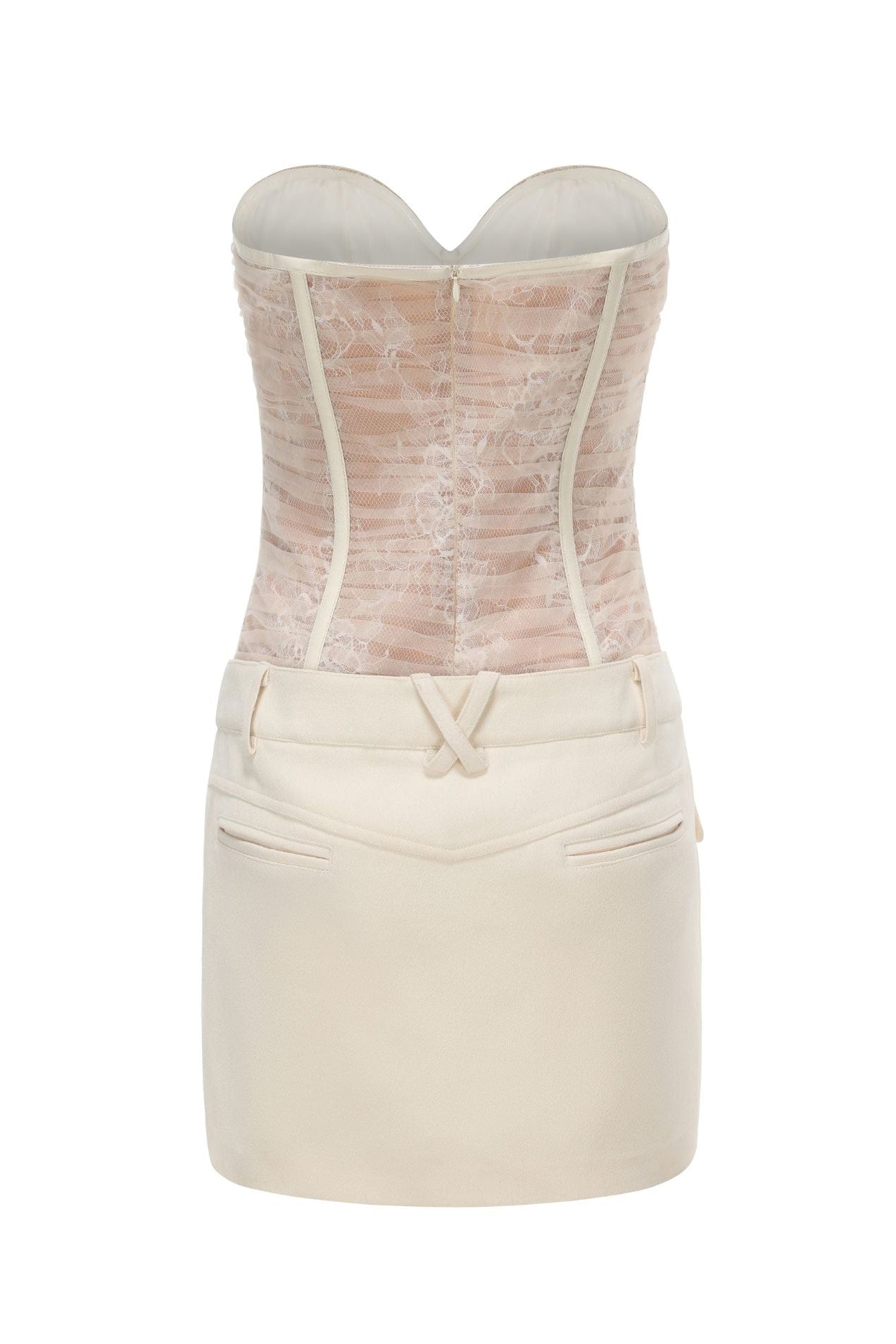 Flowering Girl Women Rolyn Ruched Mesh Strapless Mini Dress - White