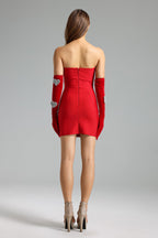Flowering Girl Women Ronja Diamante Heart Mini Dress - Red