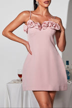 Flowering Girl Women Ronja Spaghetti Flower Mini Dress In Pink