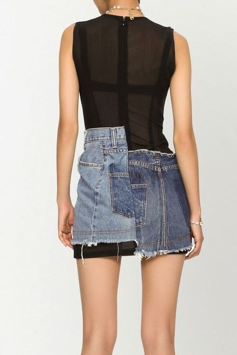 Flowering Girl Women Rory Patchwork Denim Mini Dress