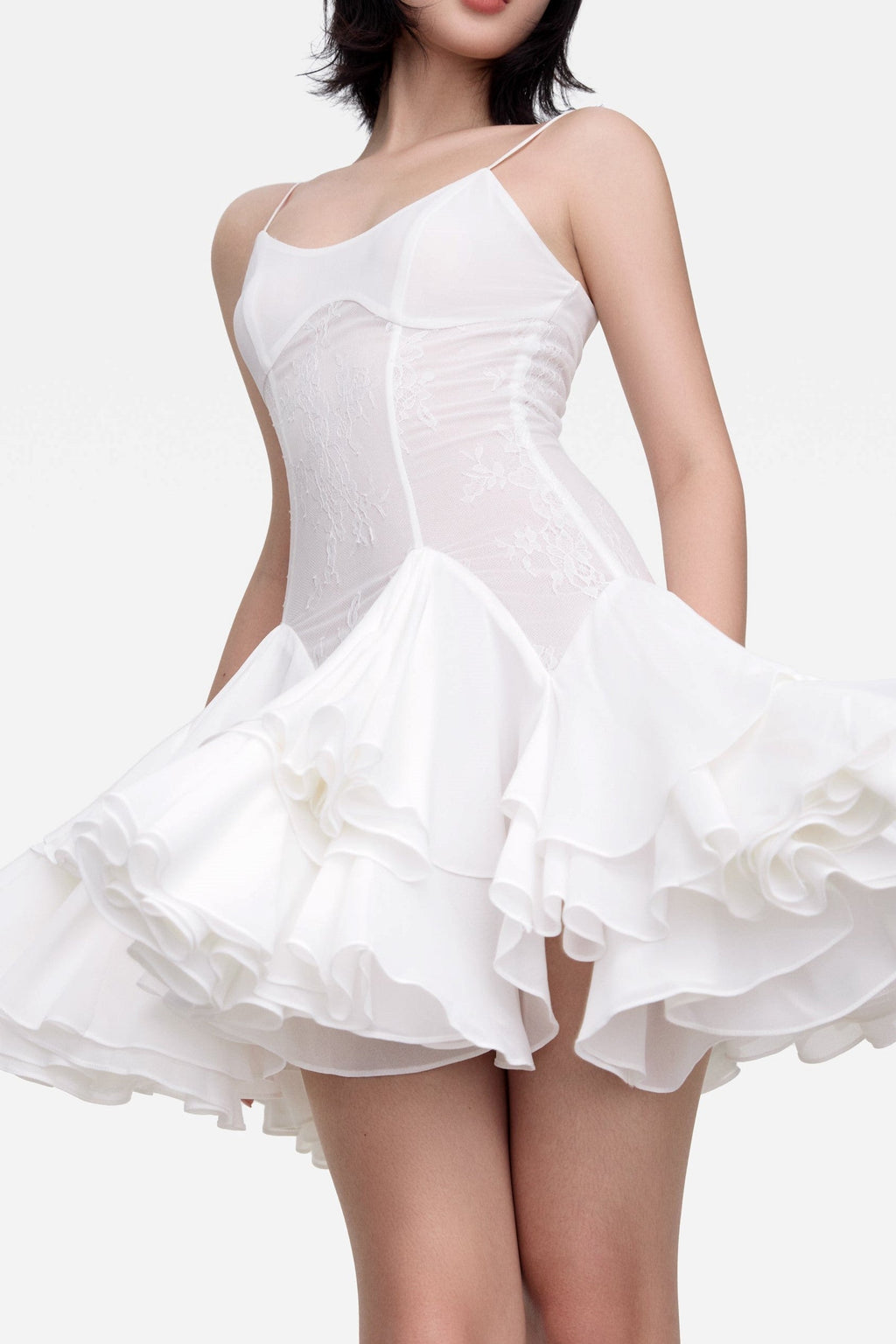 Flowering Girl Women Rosalia Lace Mini Dress - White