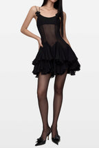 Flowering Girl Women Rosalia Mesh Mini Dress - Black