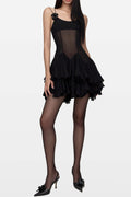Flowering Girl Women Rosalia Mesh Mini Dress - Black