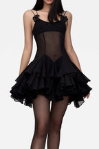 Flowering Girl Women Rosalia Mesh Mini Dress - Black