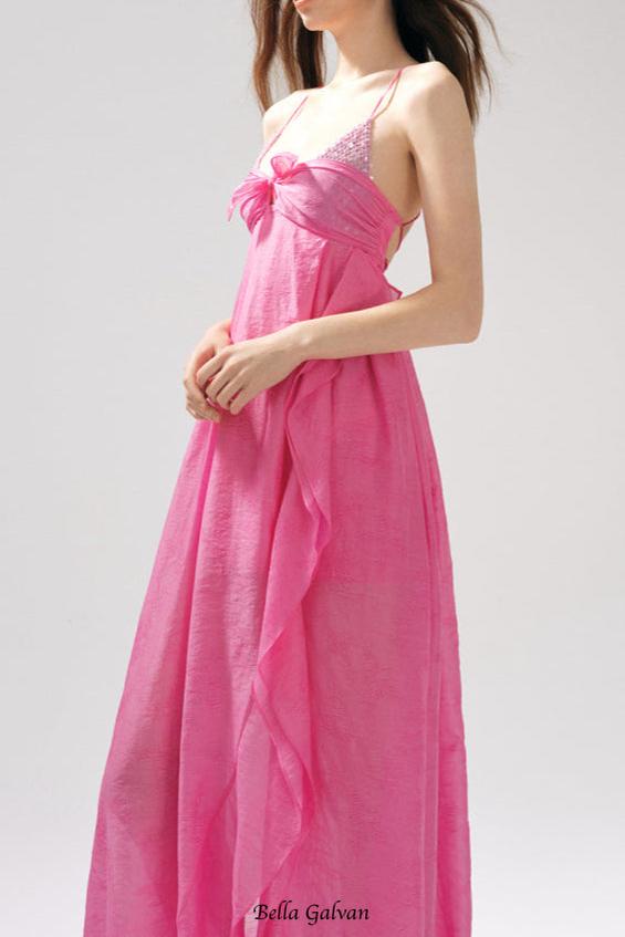 Rose Jacquard Patchwork Asymmetric Ruffle Tailored Dress