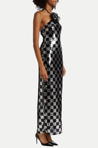 Flowering Girl Women Amaury Checkered Flower Seuiqn Halter Maxi Dress