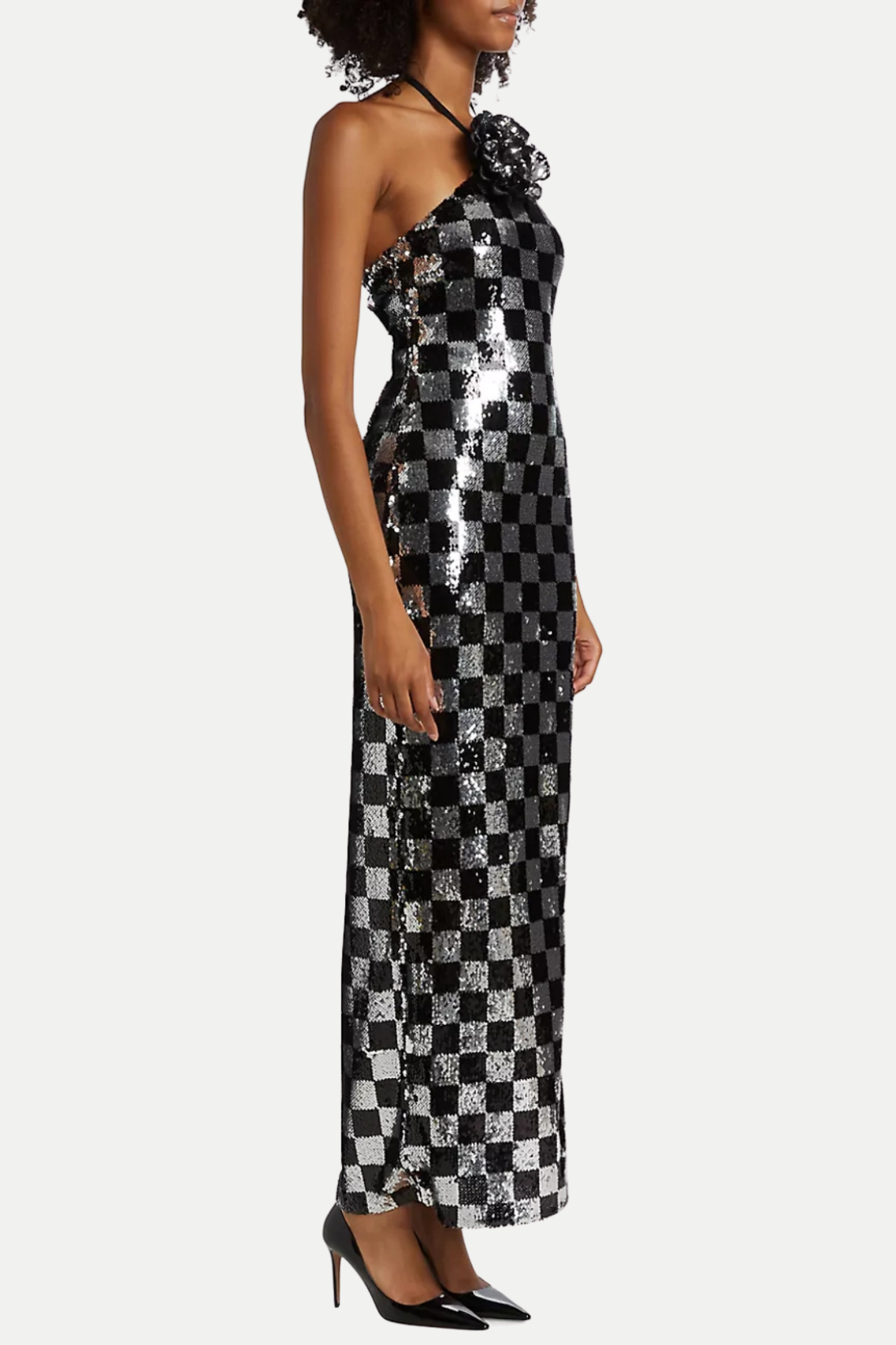 Flowering Girl Women Amaury Checkered Flower Seuiqn Halter Maxi Dress