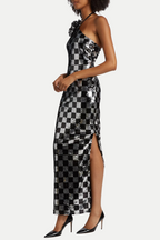 Flowering Girl Women Amaury Checkered Flower Seuiqn Halter Maxi Dress