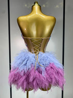 Sparkly Sequins Ruffles Backless Two Pieces Set
