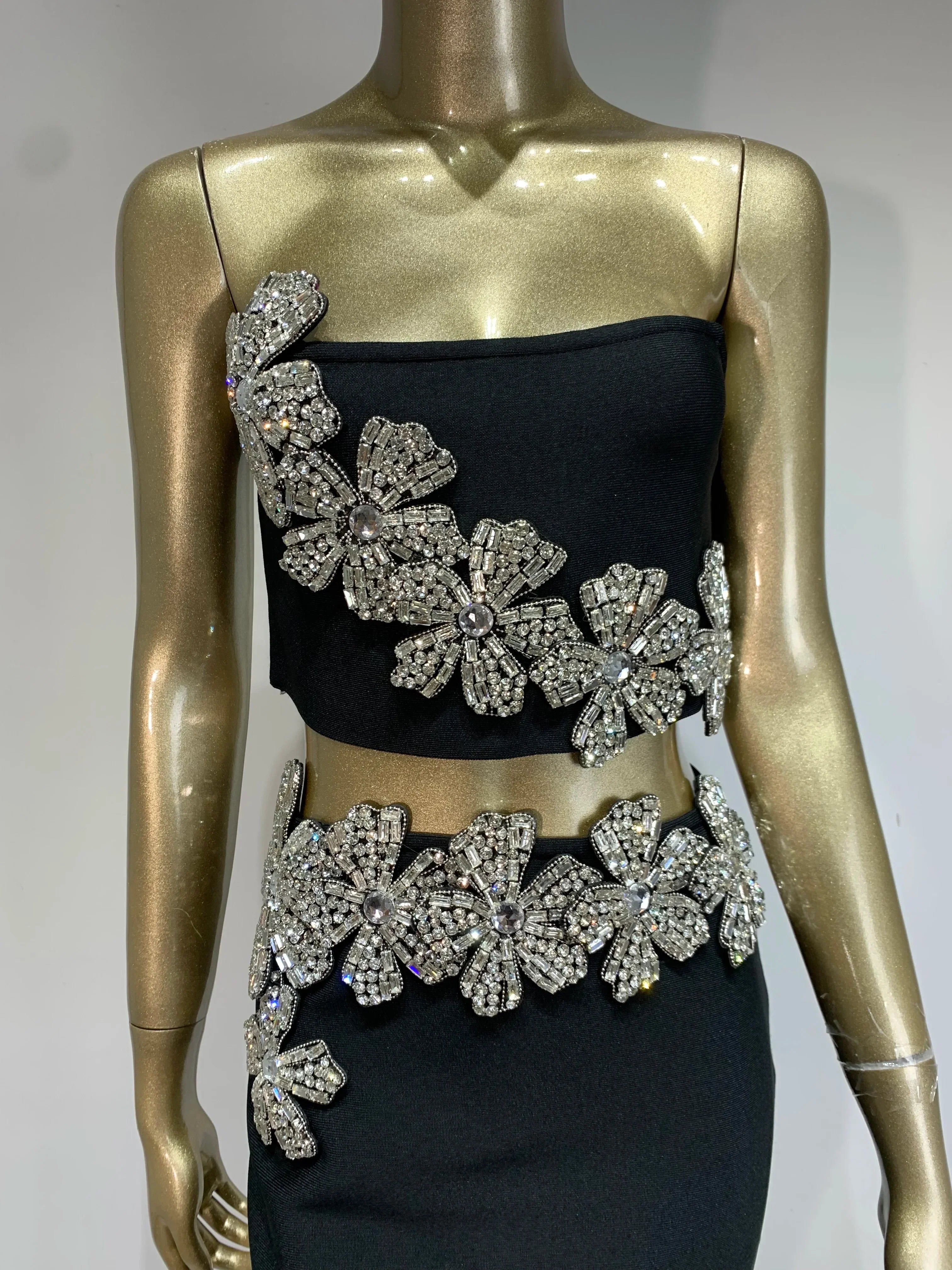 Flowering Girl Women Diamond Flower Long Set - Lizza