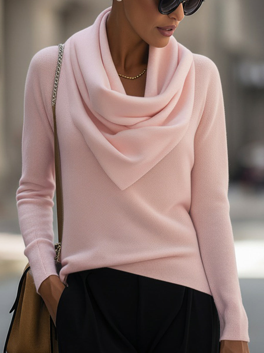 Flowering Girl Women Draped Cowl Neck Long-Sleeve Top