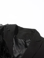 Flowering Girl Women Patchwork Ruffles Chic Blazer in black