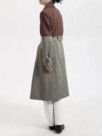 Flowering Girl Women Belted Blazer Trench Coat in Brown Gray