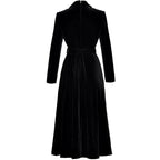 Flowering Girl Women Sequin Embroidered Velvet midi Dress in black