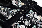 Flowering Girl Women Sequin Embroidered Velvet midi Dress in black