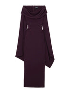 Flowering Girl Women Draped Off-The-Shoulder Crepe Maxi Dress In Burgundy