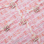 Flowering Girl Women Pink Check Knit Cardigan