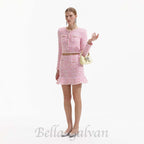 Flowering Girl Women Pink Check Knit Skirt