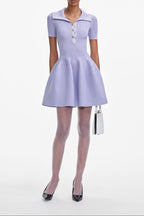 Lilac Ribbed Knit Mini Dress
