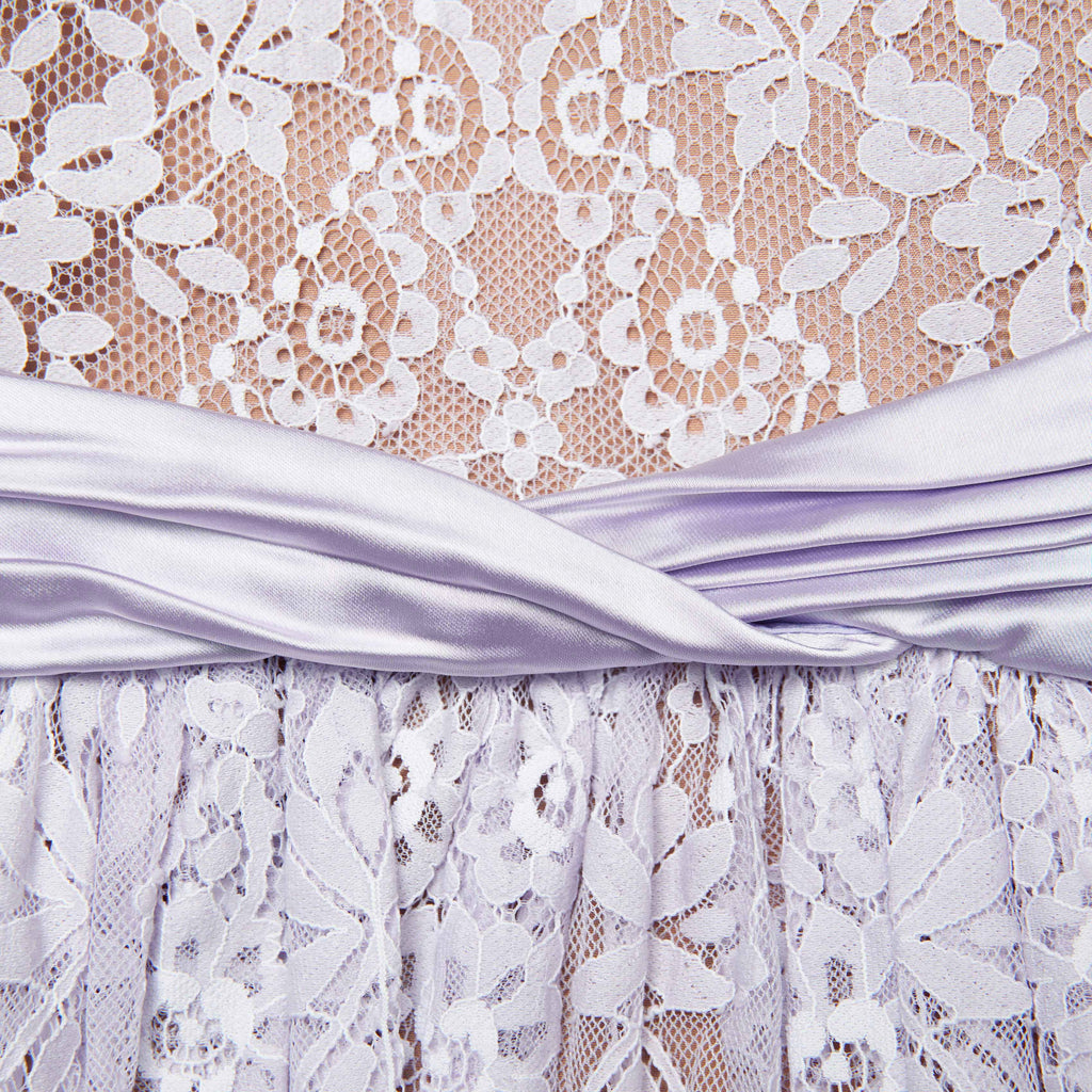 sabrina Lilac long sleeve Lace Satin Mini Dress