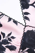Flowering Girl Women v-Neck Satin Floral Midi Dress In Pink
